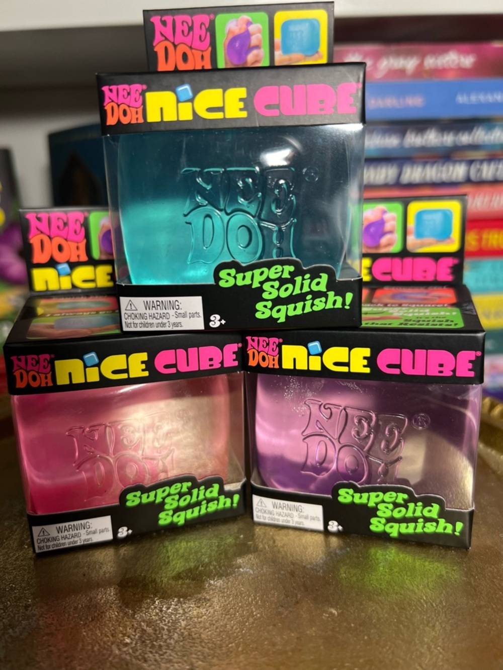 NeeDoh NiCE Cube Kids Building Squish Toy - Blue, Pink, Purple